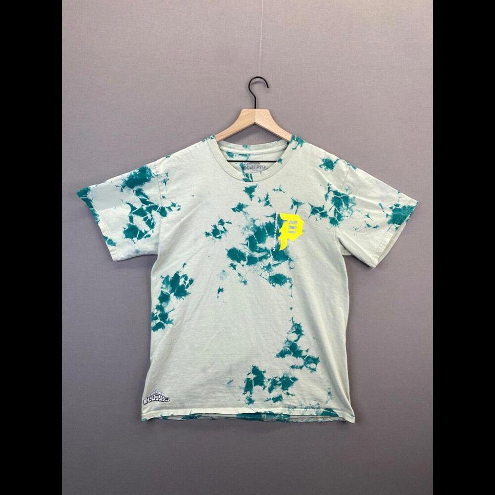 My Hero Academia Mens Shirt Green T-Shirt Short Sleeve Tie Dye No Size "